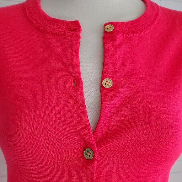 J. Crew Merino Wool Bright Red Cardigan Sweater with Gold Tone Buttons Size XS - Picture 8 of 15
